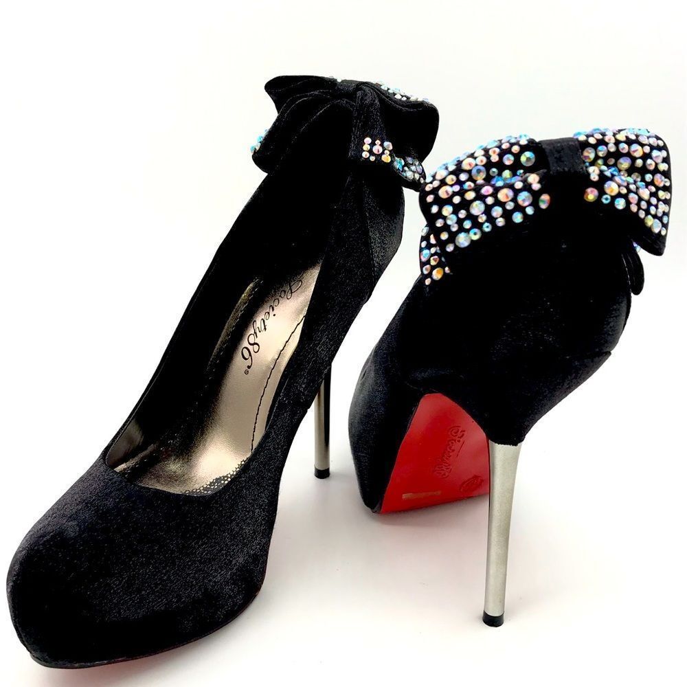 Style Riona Black with Fashion bow Red Platform
